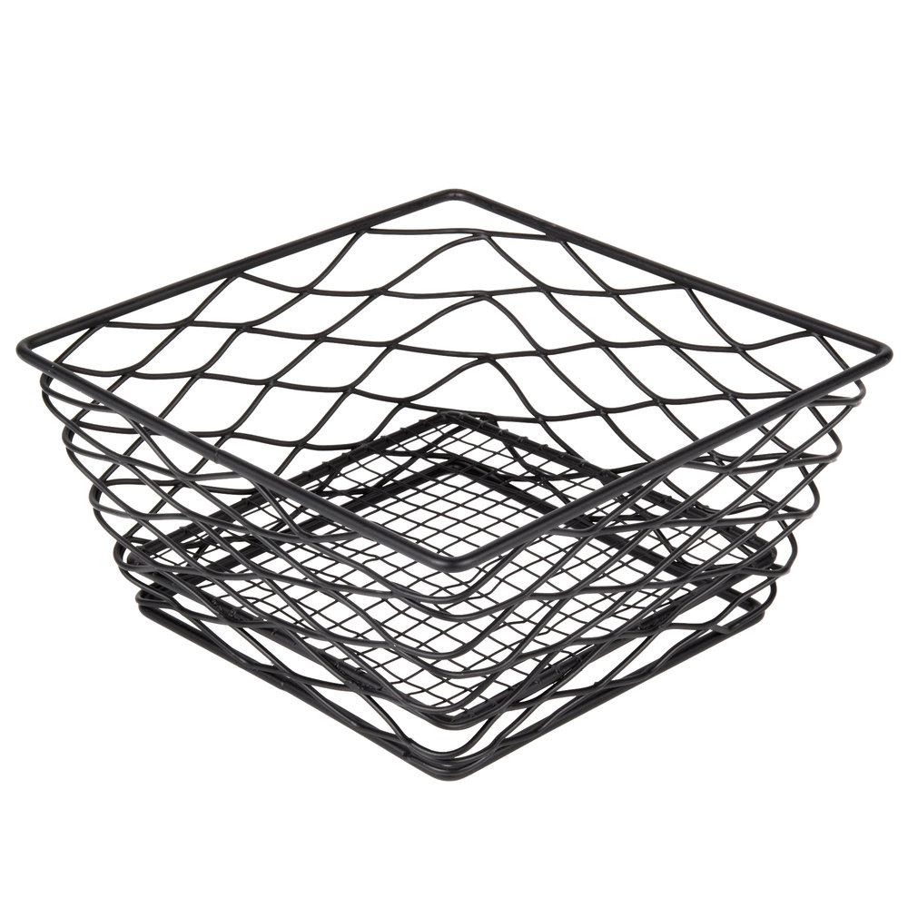 1000x1000 American Metalcraft Square Birdnest Black Metal Basket
