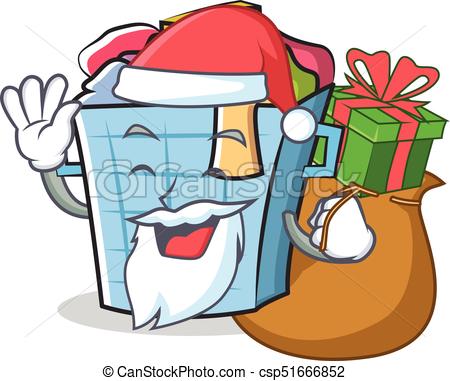 450x381 Santa Laundry Basket Character Cartoon Vector Illustration