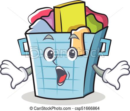 450x384 Surprised Laundry Basket Character Cartoon Vector Illustration