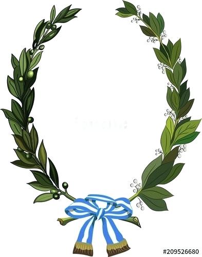 393x500 Olive Wreath Graphic Isolated On Chalkboard Vector Natural Design