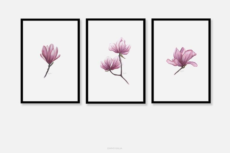 794x531 Flowers Art Prints Wall Art Soft Pastel Drawing Flower Etsy