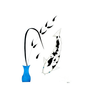 300x300 Japanese Koi Bekko Blue Chabana Painting