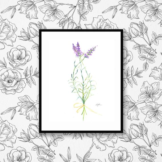570x570 Lavender Watercolor Print Digital Download From Original Etsy