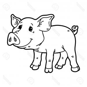300x300 Stock Illustration Cute Pig Lawn Graphic Image Little Drawing