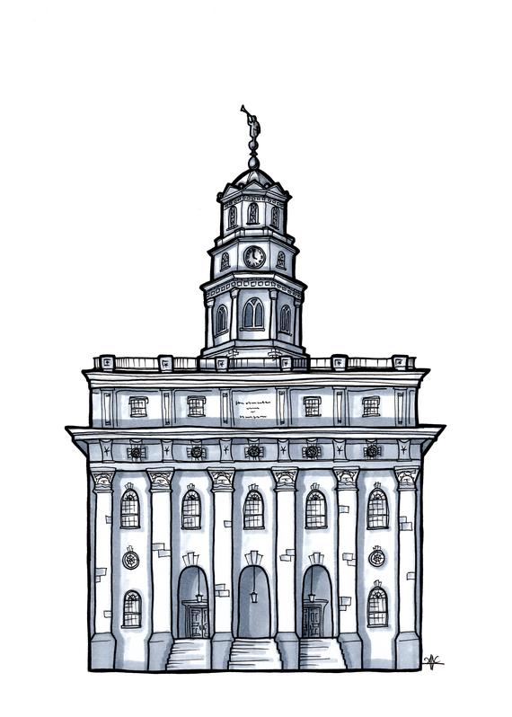 570x798 Nauvoo Temple Lds Architectural Drawing Illinois Etsy