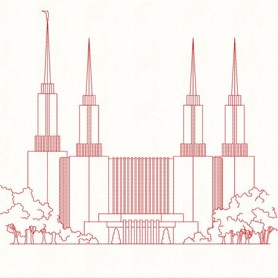 570x570 Washington D C Lds Temple Redwork Embroidery Design Digital Etsy