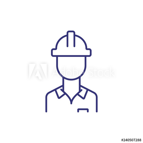 500x500 Construction Foreman Line Icon Contractor, Hardhat, Leader
