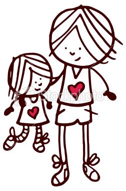 252x380 Brother And Sister Doodle Sketch With Red Heart Shape