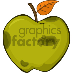 300x300 royalty free rf clipart illustration rotten green apple fruit