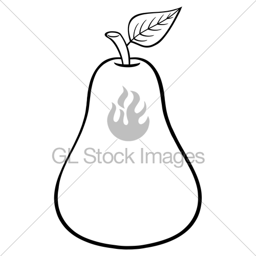 500x500 Black And White Pear Fruit With Leaf Cartoon Drawing Simp Gl