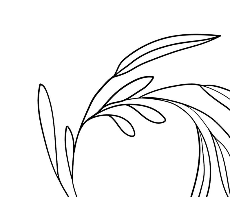 794x682 Leaf Line Art Plant Art Botanical Art Wreath Minimal Art Etsy