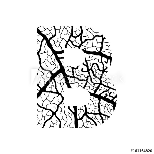500x500 Nature Alphabet, Ecology Decorative Font Capital Letter B Filled