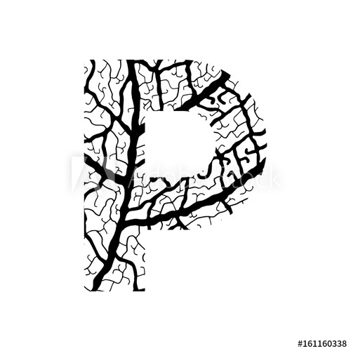 500x500 Nature Alphabet, Ecology Decorative Font Capital Letter P Filled