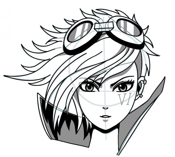 688x614 How To Draw Manga Vi Enforcer From League Of Legends Step