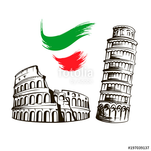 500x500 italy, colosseum, leaning tower of pisa stock photo and royalty