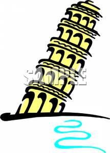215x300 leaning tower of pisa clipart
