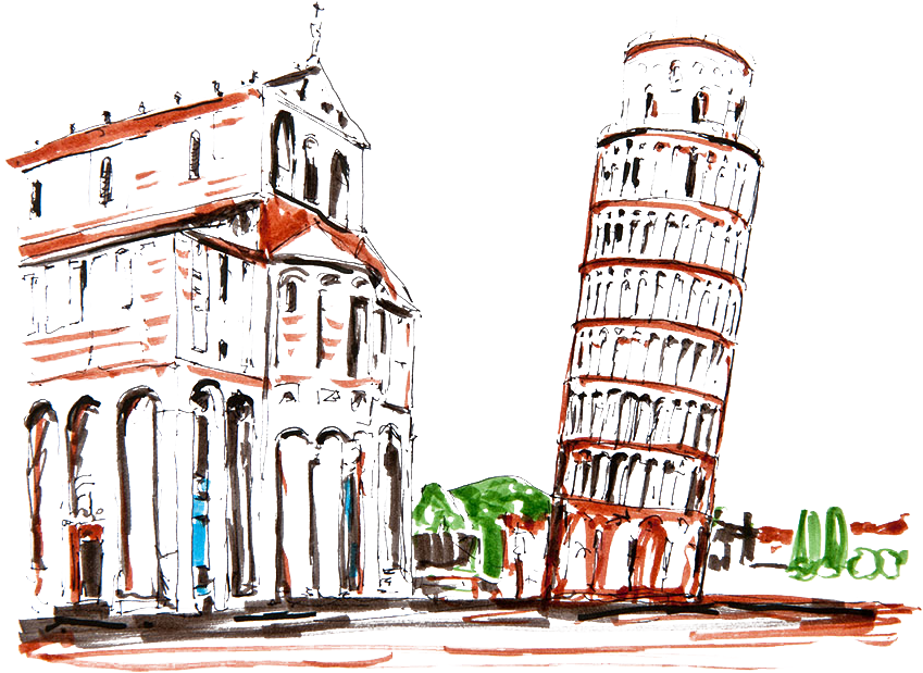 849x619 download leaning tower of pisa drawing italy architecture