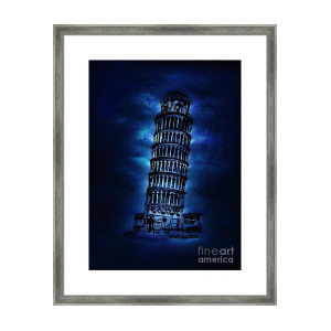 300x300 Leaning Tower Of Pisa Graphite Pencil Sketch Framed Print