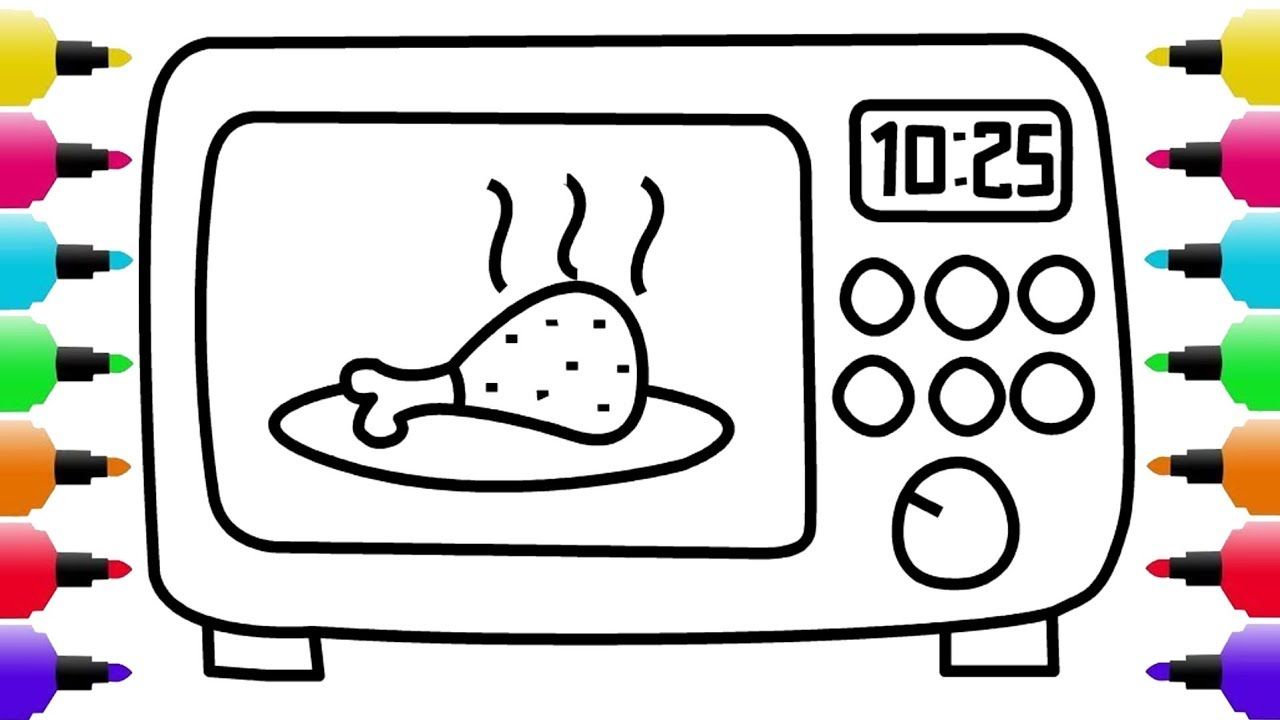1280x720 How To Draw Microwave Coloring Pages For Kids Learn Drawing