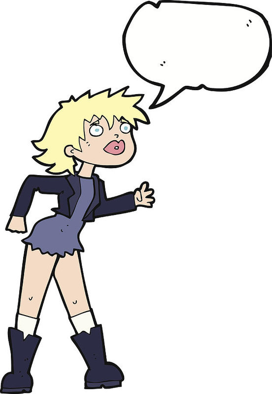 552x799 Cartoon Girl In Leather Jacket With Speech Bubble Art Print