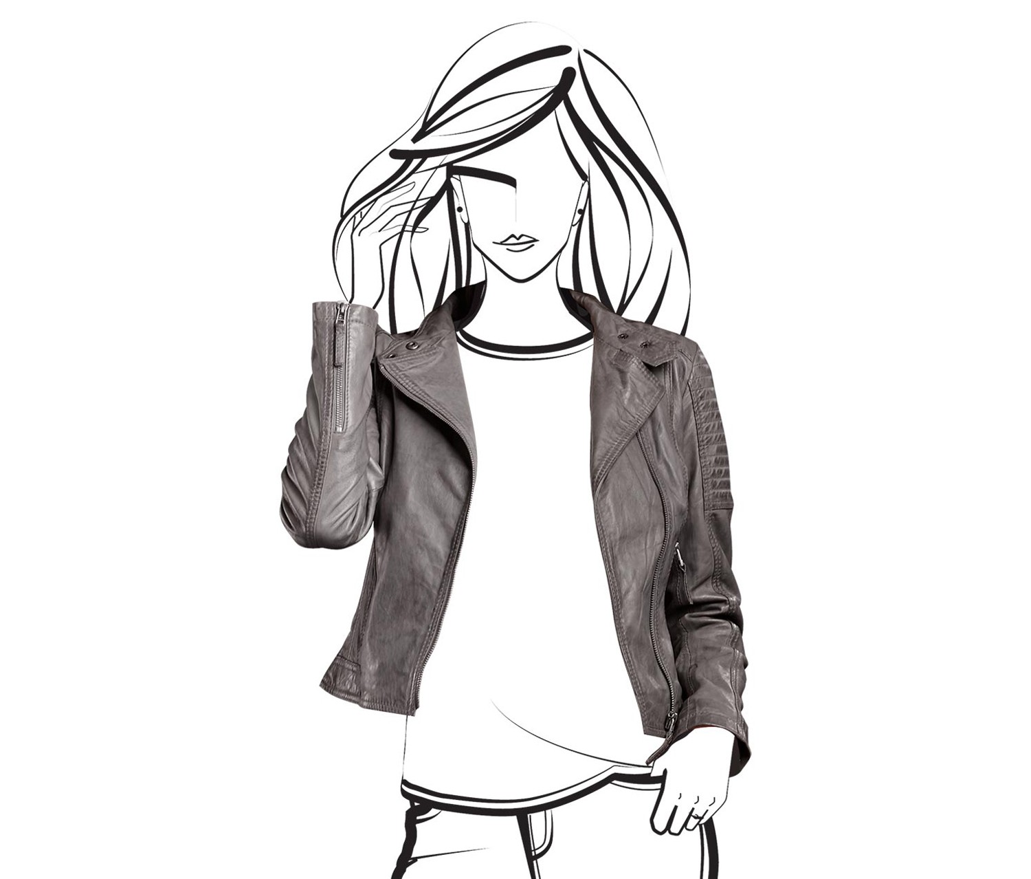 1500x1278 Shop Tchibo Womens Leather Jacket, Gray For Women Clothing