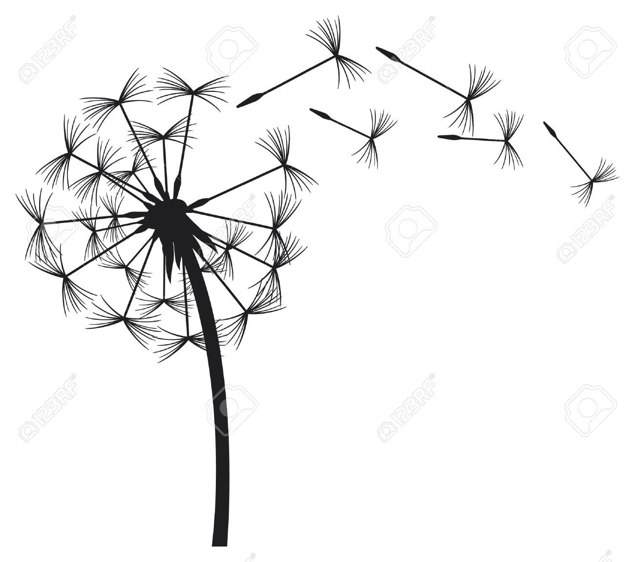 1300x1151 Blowing Dandelion Stock Vector Illustration And Royalty Free