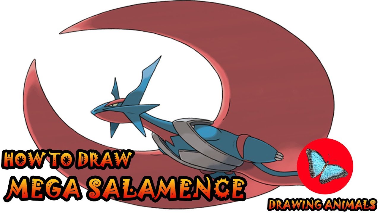 1280x720 How To Draw Mega Salamence Pokemon Drawing Animals