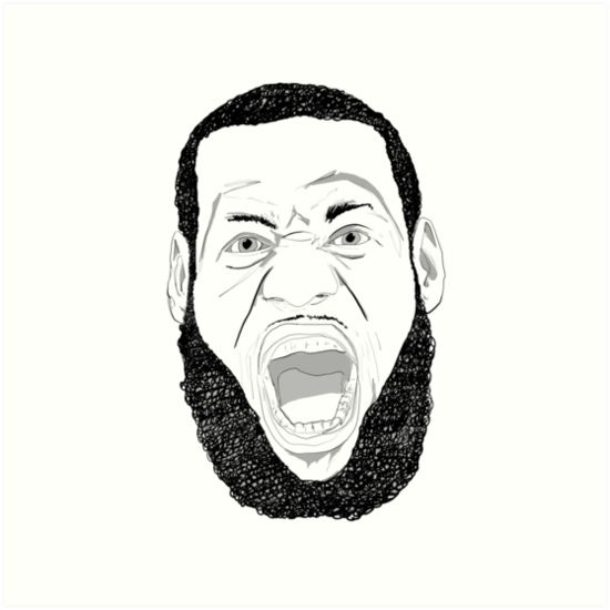 550x550 lebron james' series winning face art prints