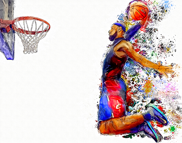 600x471 Lebron James Dunk In Color Painting Carry All Pouch For Sale