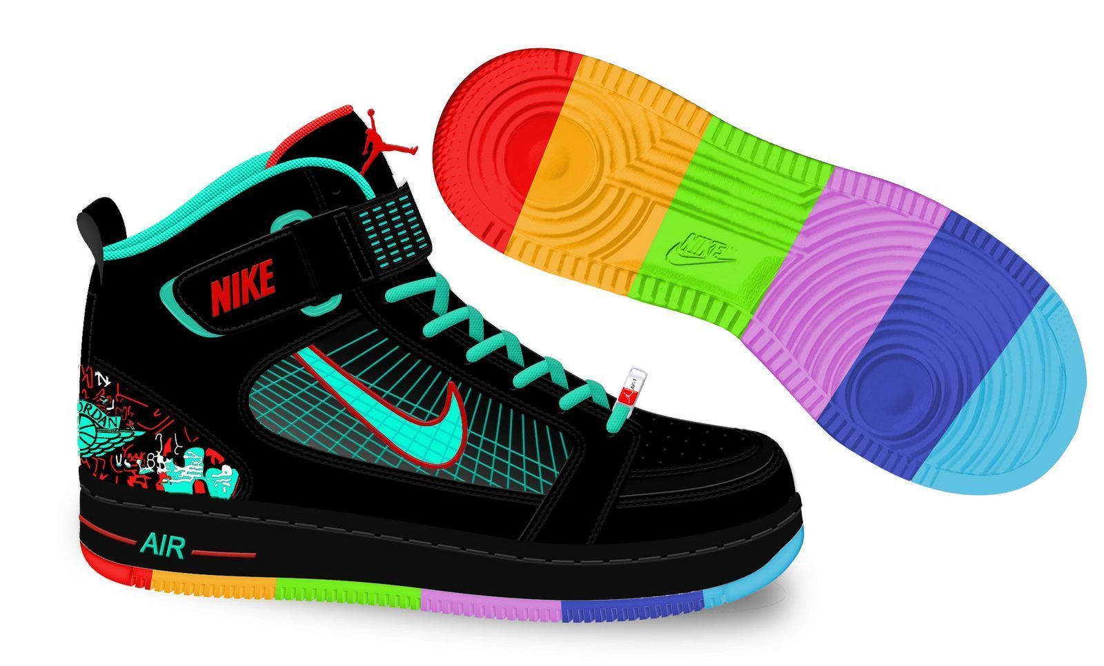 1600x966 Nike Air Jordan Rings Balck Green Rainbow Colors Jordan Sport