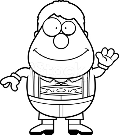 389x440 cartoon lederhosen boy waving stock vector