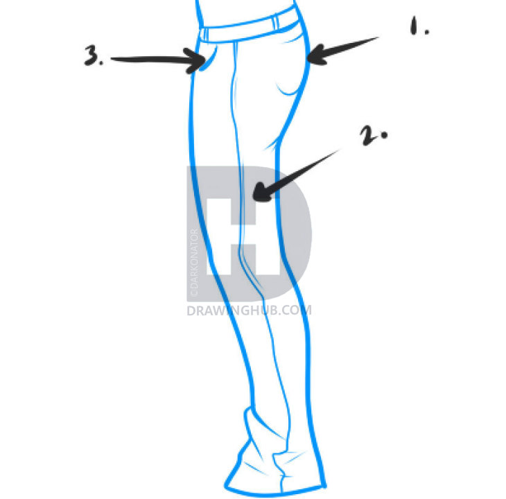 730x720 How To Draw Jeans, Step