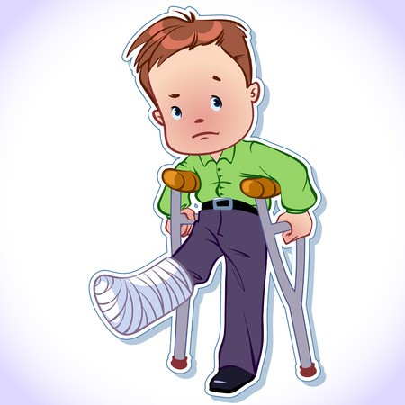 450x450 The Boy With A Broken Leg In A Cast Royalty Free Vector Graphics