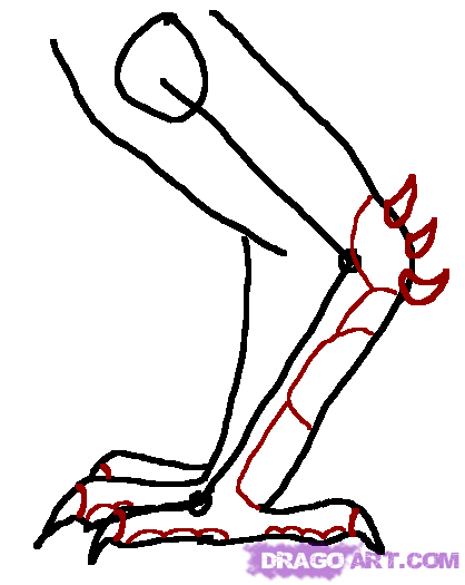 418x525 How To Draw A Dragon Back Leg, Step