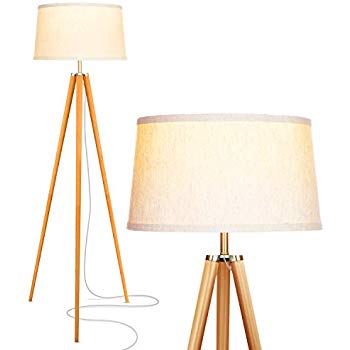 350x350 Lepower Wood Tripod Floor L Flaxen Lamp Shade With Lamp