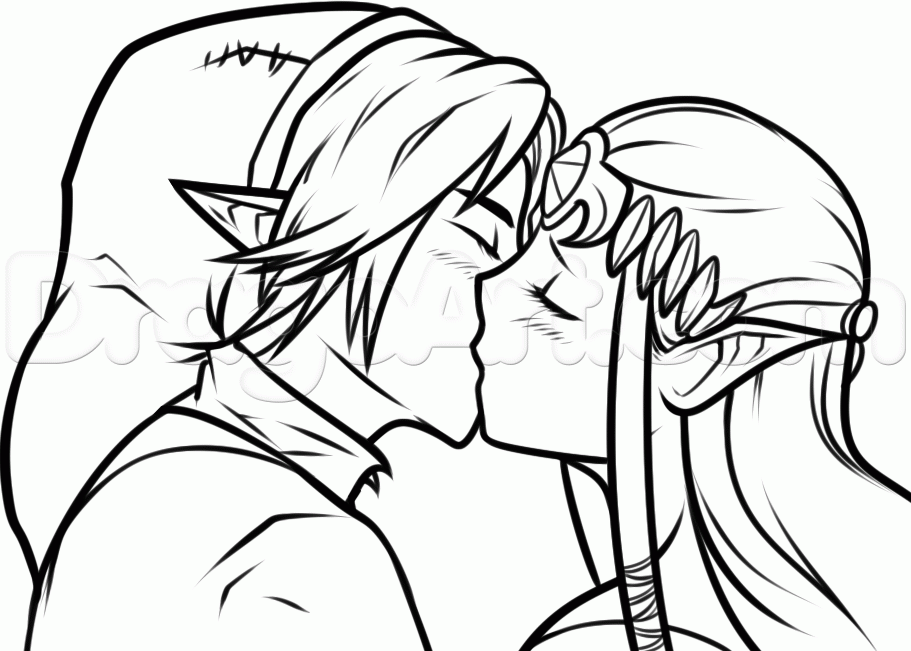 911x651 Step How To Draw Link And Zelda Kissing