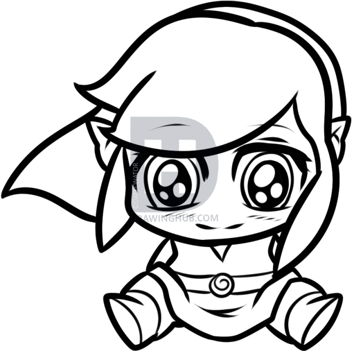 726x720 How To Draw Chibi Link From Legend Of Zelda, Step