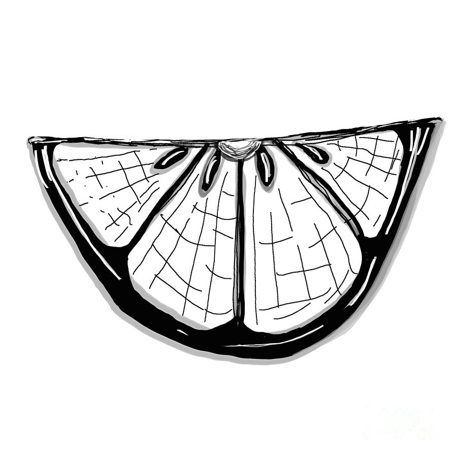 900x900 Graphic Black And White Lemon Wedge Illustration Painting