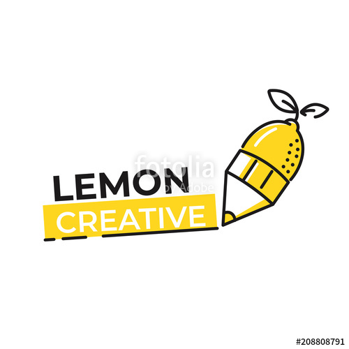 500x500 Lemon Logo Logotype With Bright Fresh Lemonade Summer Drawing