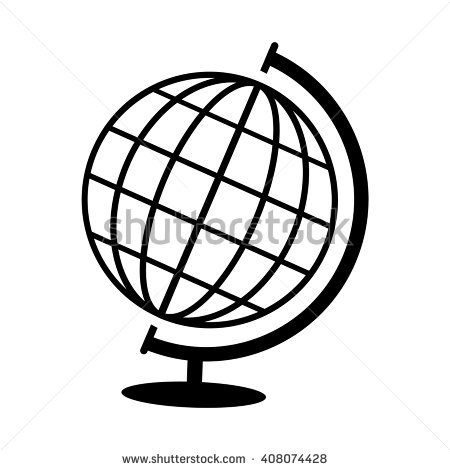450x470 Globe On Stand Clipart Black And White