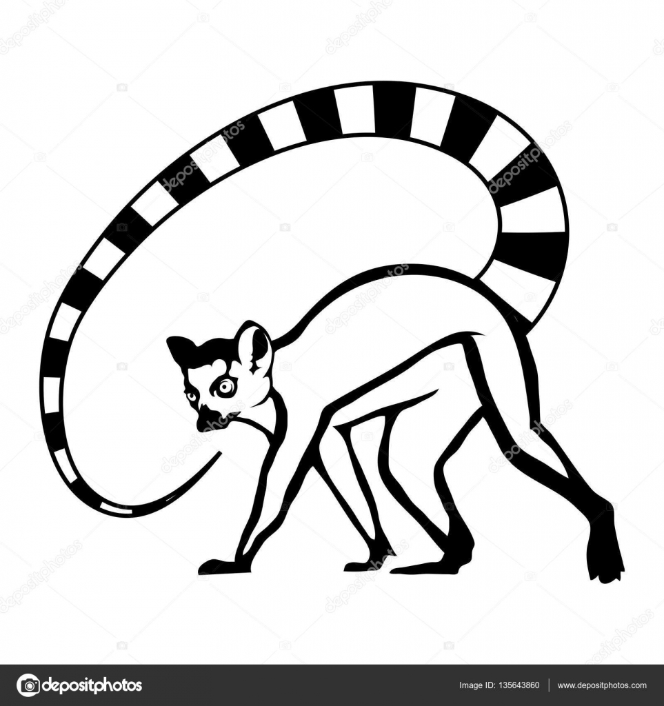 963x1024 Lemur Drawing Black And White For Free Download