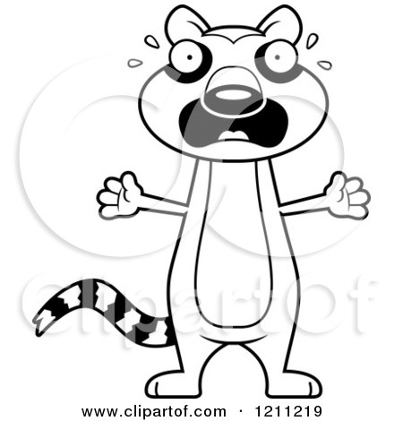 450x470 Cartoon Of A Black And White Scared Slim Lemur