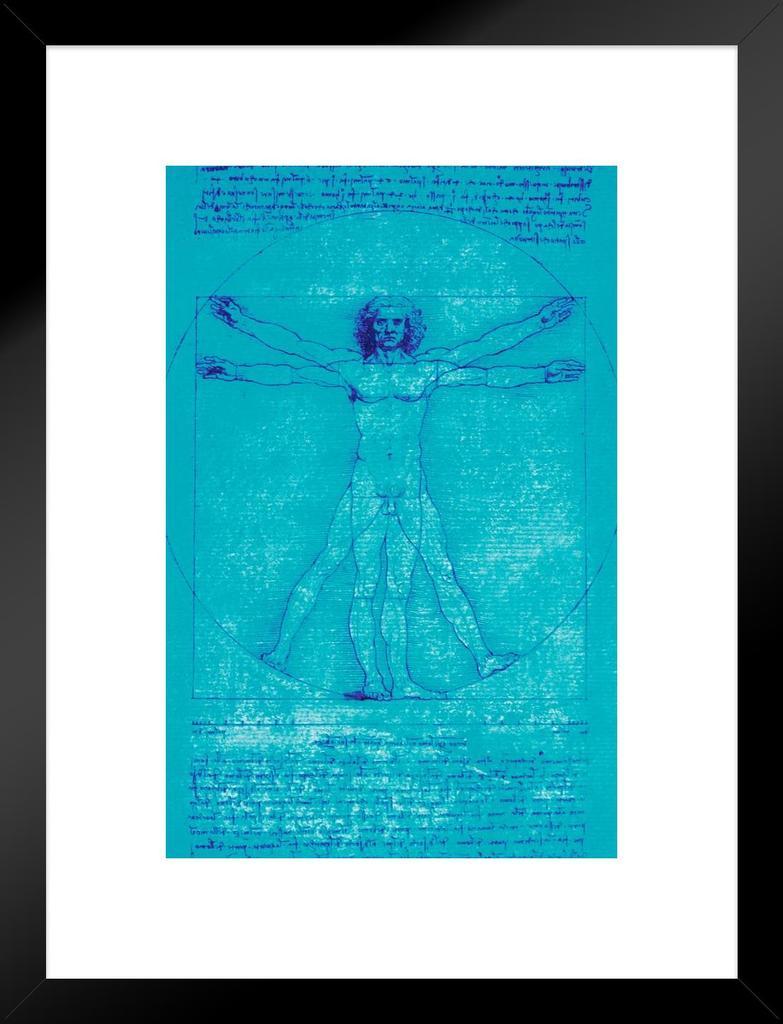 783x1024 Leonardo Da Vinci Vitruvian Man Drawing Sketch Renaissance Blue