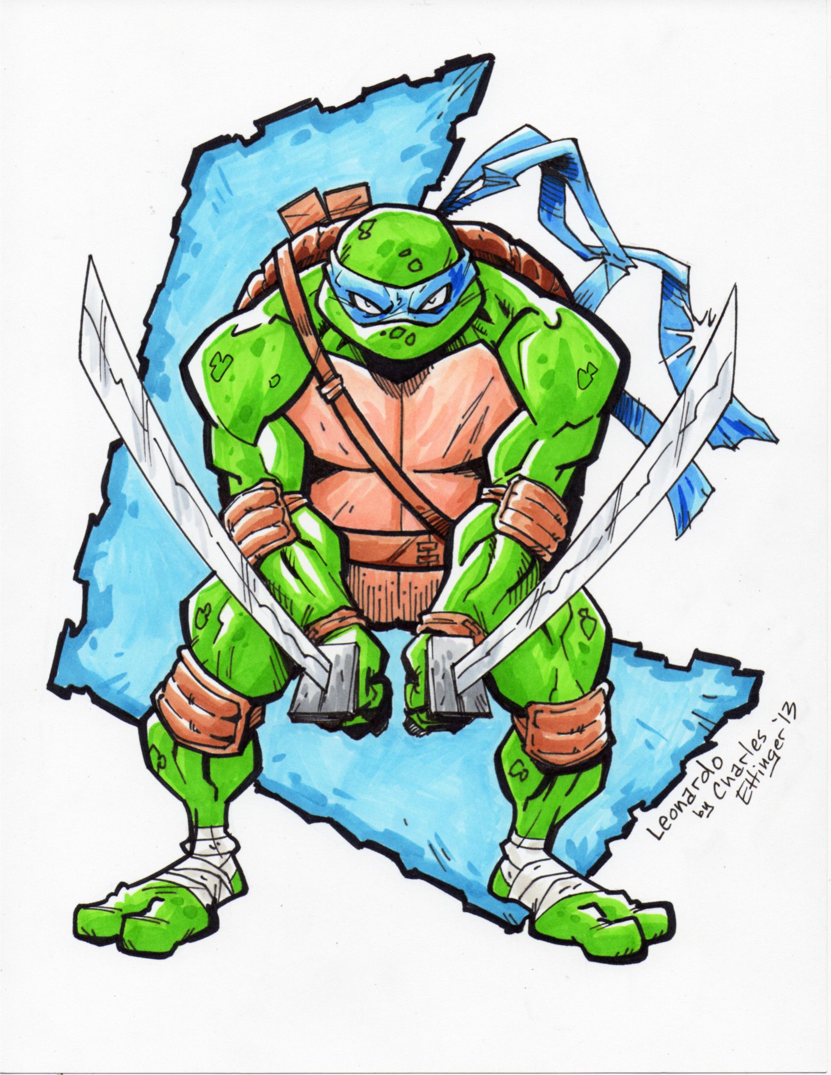 1694x2192 Pen And Copic Marker Drawing Of Leonardo! Misc Ninja
