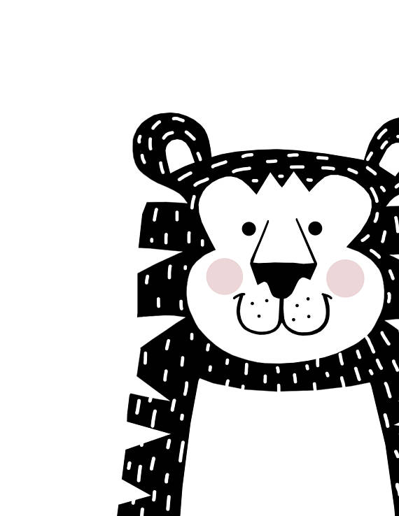 570x738 Children Roar Animal Drawing, Black White Baby Cats Lion Leopard