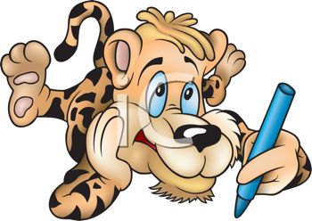 350x248 Royalty Free Clipart Image Cartoon Leopard Drawing With A Crayon
