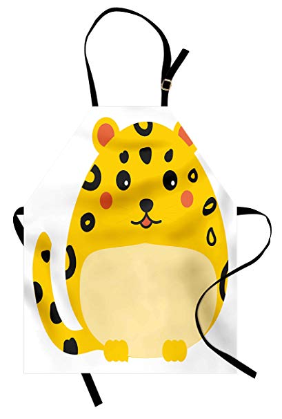 409x606 Lunarable Kawaii Apron, Cute Chubby Leopard With Black