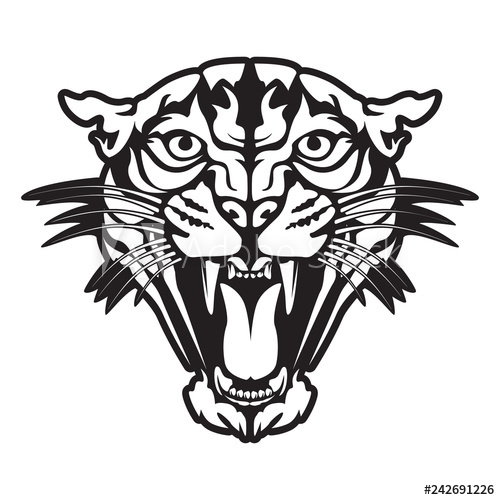 500x500 Leopard Angry Face Tattoo Vector Illustration Of Jaguar Head