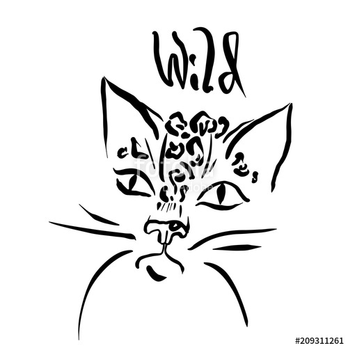 500x500 Leopard Print Illustration Of Wild Cat Head Stock Image