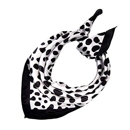522x522 Fashion Women Black White Leopard Print Polyester Square Scarf